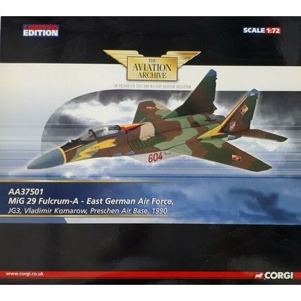 CORGI AA37501 1/72 MiG-29 FULCRUM-A, EAST GERMAN AIR FORCE JG 3, GERMANY 1990