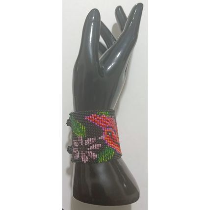 Traditional Huichol Art. Mexico Glass Seed Beads Bracelet. Legendary birds 1