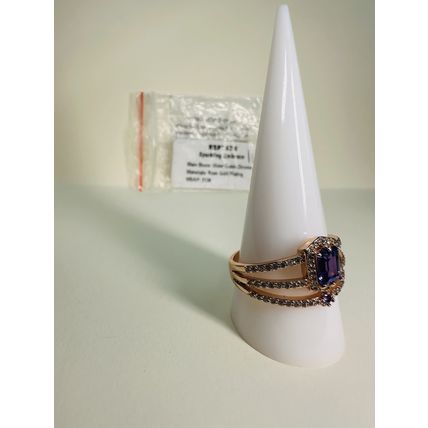 NIB Bomb Party Sz11 BP Ring RBP7574 Sparkling Embrace Violet CZ Rose Gold Pl