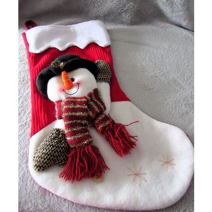 Snowman Xmas Stocking Hanging Decoration - Lined