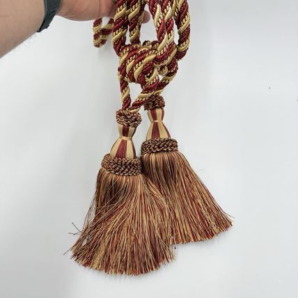 Vintage Curtain Tassle Berkshire Red And Gold Poly Tie Backs 25” Thick Rope Pair