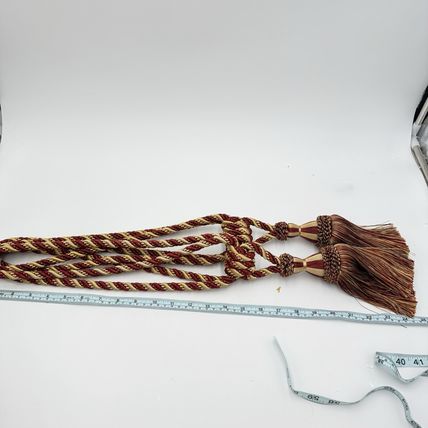 Vintage Curtain Tassle Berkshire Red And Gold Poly Tie Backs 25” Thick Rope Pair