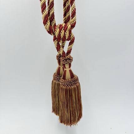 Vintage Curtain Tassle Berkshire Red And Gold Poly Tie Backs 25” Thick Rope Pair
