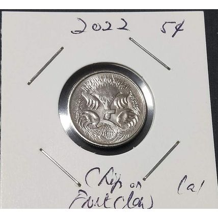 Australia 2022 5c Echidna ~ Die Chip/Cud on Front Claw - Circulated [1a1]