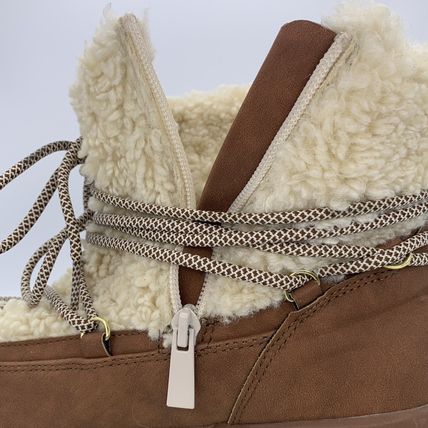Torrid Shearling Winter Boots 9WW Wide Wide Brown Lace Ankle Wrap Chunky Sole