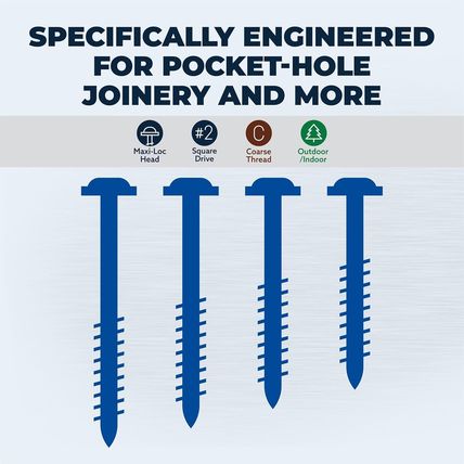 Kreg SML-C250B-2000 Blue-Kote Pocket-Hole Screws, 2 1/2 Inch, #8 Coarse Thread,