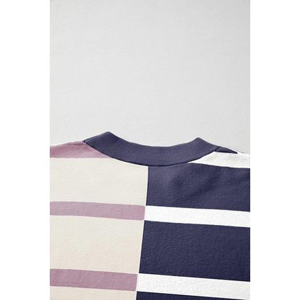 Blue Stripe Colorblock Oversized Sweater
