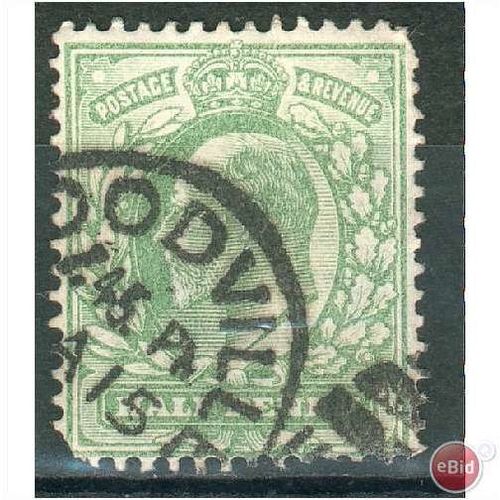 GB stamps 1902-10 - 1/2d SG215 Woodville cancel 2