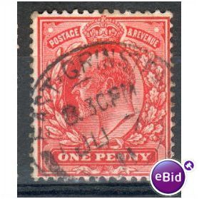 GB stamps 1902-10 KEV11 - 1d SG219 East Grinstead 1