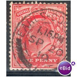 GB stamps 1902-10 KEV11 - 1d SG219 Earls Court 3