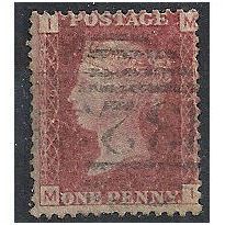 1858 SG43 1d Red Plate 98 Fine Used "MI".