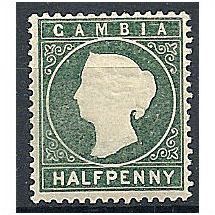 Gambia 1886 SG21 1/2d Myrtle Green Wmk Crown CA Sideways Mounted Mint . .