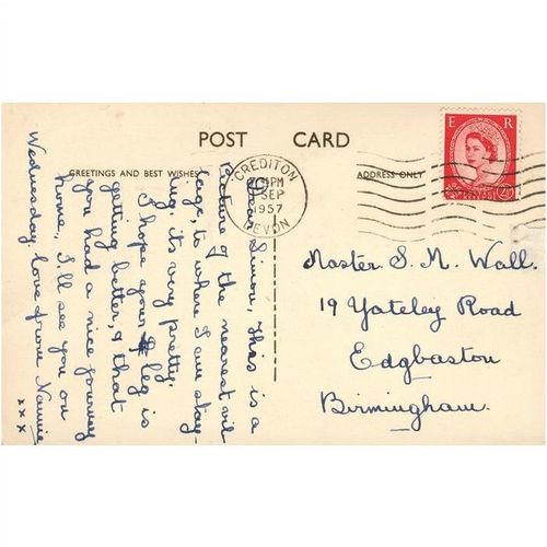 Vintage British Postcard - 1957 - Newton St. Cyres - Crediton - Devon