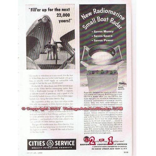 RADIOMARINE CORPORATION OF AMERICA 1955 small boat radar vintage ad