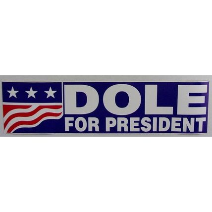 BUMPER STICKER ' DOLE FOR PRESIDENT ' (1996)