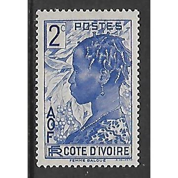 IVORY COAST 1936 2c BLUE BAOULE WOMEN SG 115 M MINT