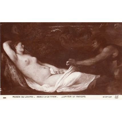Vecelli Et La Titien Museum De Louvres Jupiter Antiope Antique Painting Postcard
