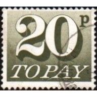 1970-75 Postage Due 20p Value, Olive Brown. Fine Used