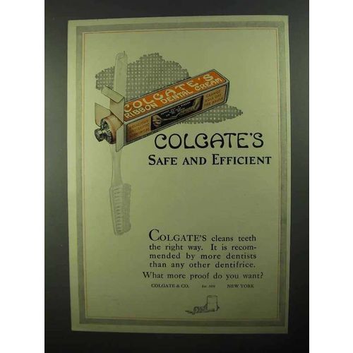 1922 Colgate's Toothpaste Ad - Safe and Efficient