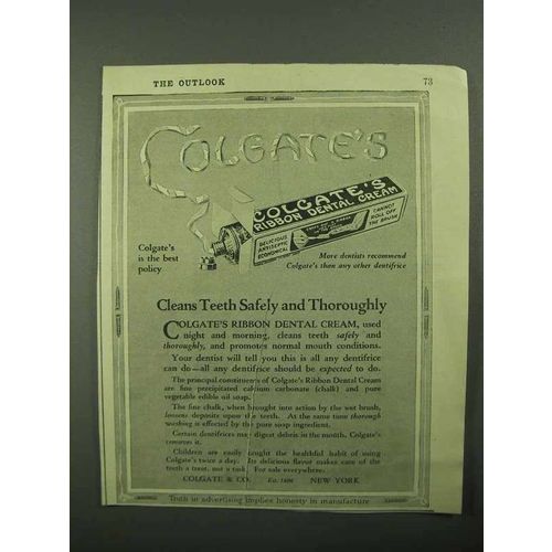 1922 Colgate's Toothpaste Ad - Cleans Teeth Safely