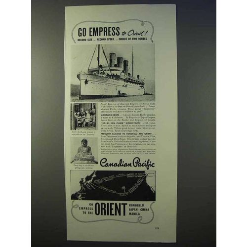 1934 Canadian Pacific Cruise Ad - Go Empress to Orient