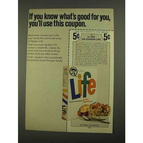 1968 Quaker Life Cereal Ad - Know What's Good For You