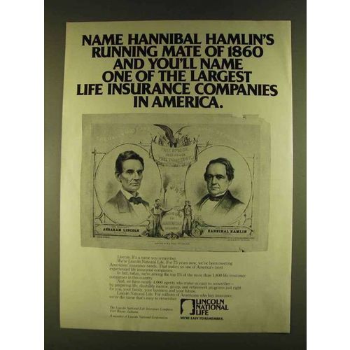 1980 Lincoln National Life Ad - Hannibal Hamlin's Mate