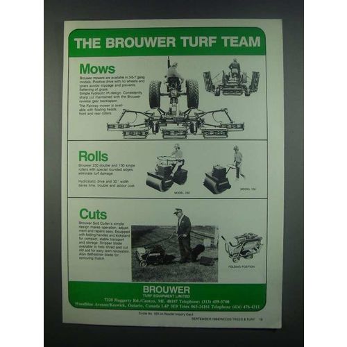 1984 Brouwer Ad - Mowers, 203 &130 Rolls and Sod Cutter