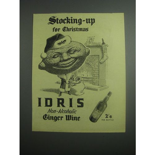 1948 Idris Non-alcoholic Ginger Wine Ad - Stocking-up for Christmas
