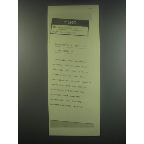1949 Newton, Chambers & Company Ad - Memo to director from Plant Engineer
