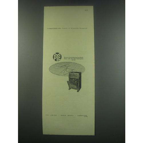 1949 Pye Radiogram 49 RG Ad - Cambridge - the centre of scientific research
