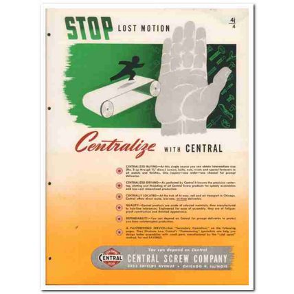 Central Screw Company 1945 vintage industrial catalog bolts nuts rivet