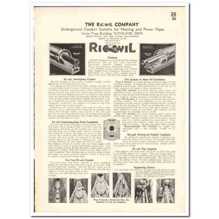Ric-Wil Company 1935 vintage heating catalog conduit pipes asbestos