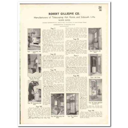 Robert Gillespie Company 1935 vintage elevator catalog ash hoist lift