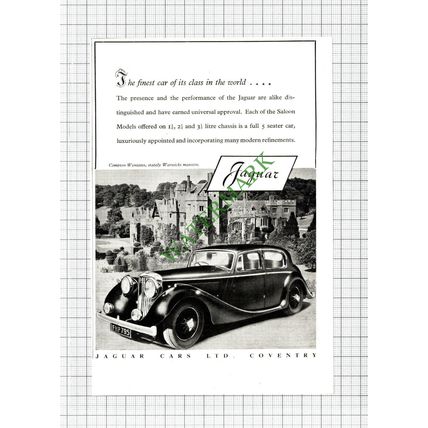 Jaguar Cars Ltd Coventry Compton Wyniates Advert - 1947 Cutting