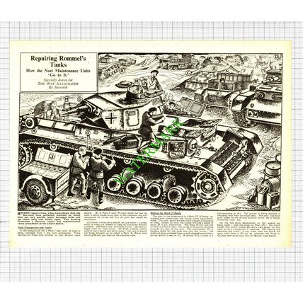 Sunderland Flying Boat Libya Italians / German Tank Repairs WW2 - 1942 Cutting