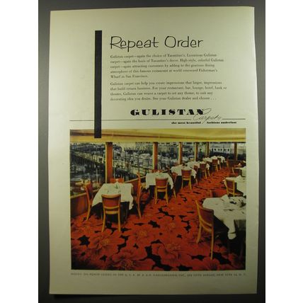 1954 Gulistan Carpets Ad - Repeat Order