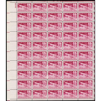 Wilbur and Orville Wright Full Sheet of Fifty 6 Cent Airmail Stamps Scott C45