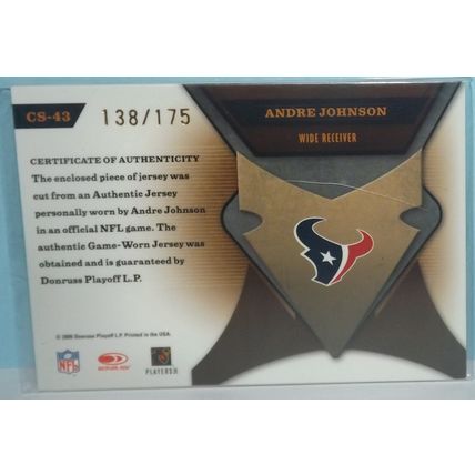 2005 Certified ANDRE JOHNSON (Texans) Certified Skills GU jersey #CS-AJ 138/175