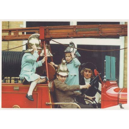 Princess Diana In Fire Engine Sandringham Norfolk in 1980s Postcard