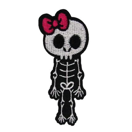 Cute Skeleton Girl Fun Iron On Patch Badge Decoration Motif Kids Childrens P357