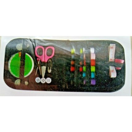 24 PIECE COMPACT TRAVEL SEWING KIT IN RED CASE IDEAL FOR THOSE TRIPS ABROAD #SB