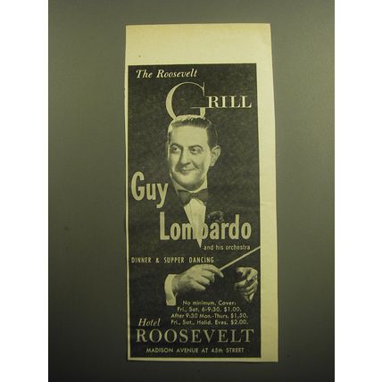 1958 Hotel Roosevelt Ad - The Roosevelt Grill Guy Lombardo