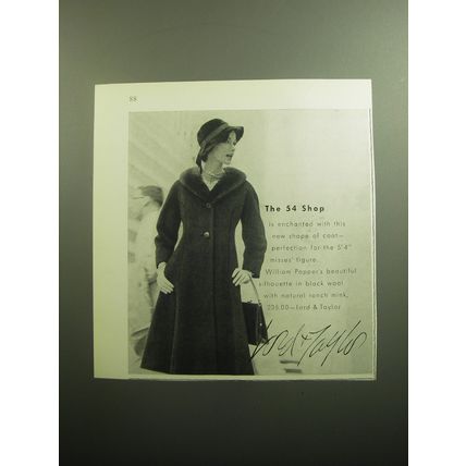 1958 Lord & Taylor Coat by William Popper Ad - The 54 Shop
