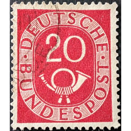 STAMP GERMANY WEST SG1052 1951 20pfg Posthorn Used