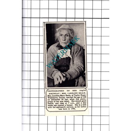 Mrs Caroline Beale Wallington Surrey - 1953 Small Cutting