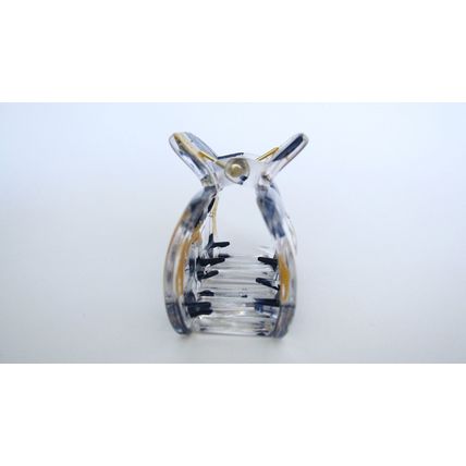 Clear transparent blue and gold rectangle square knot hair claw clip