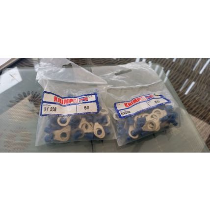 2.5mm Blue insulated Ring Terminals 8mm Hole (2 Pkts of 50)