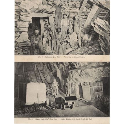 Robinson Gold Mine South Africa Incline Station Timbering 2x Postcard s