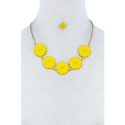 Fashion Cute Multi Tender Flower Necklace And Earring Set